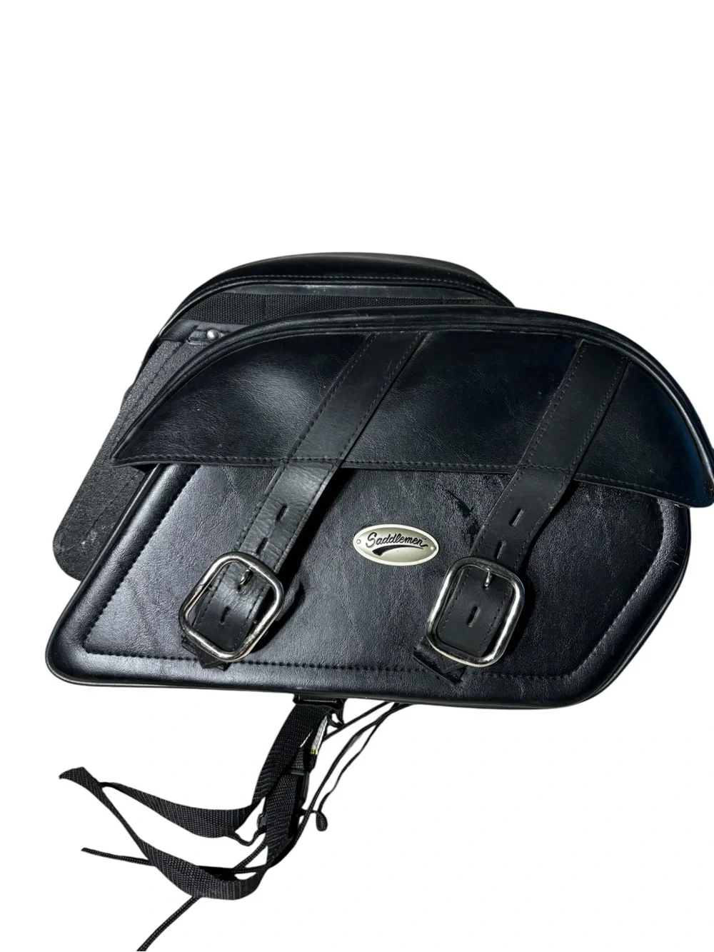 Saddlemen Large Drifter Slant Plain Black Leather Motorcycle Saddlebags
